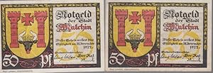 [Notgeld: 2 Serienscheine] 2*50 Pf., Notgeld der Stadt Malchin. Dieser Schein verliert seine Gült...