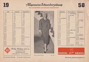 Kalender 1958, Beilage zu: Allgemeine Schneiderzeitung. Die fortschrittliche und aktuelle Fachzei...