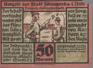 [Notgeld: Serienschein] 50 Pfennig, Notgeld der Stadt Sömmerda i. Th. Sömmerda, den 1. August 21....