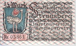 [Notgeld: Serienschein] 1/2 Mark, Stadtkassenschein Strausberg. 1. September 1921.