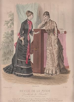 Bild des Verkufers fr Original-Modedruck aus: Revue de la Mode, 8e Anne 1879, No. 389. [Dritte Franzsische Republik]. Gazette de la Famille. E. Cheffer, Falconer imp. Paris. zum Verkauf von Fundus-Online GbR Borkert Schwarz Zerfa