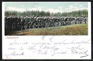 Ansichtskarte Infanterie, Versammlung am Waldrand