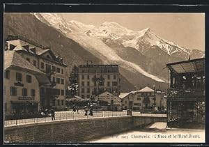 Carte postale Chamonix, l'arve et le Mont-Blanc, hôtel de la Poste