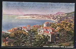 Künstler-Carte postale Menton, Vue Generale, Baie de Garavan