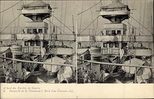 Stereo Ansichtskarte / Postkarte Französisches Kriegsschiff, Passerelle de la Timonerie a bord d'...