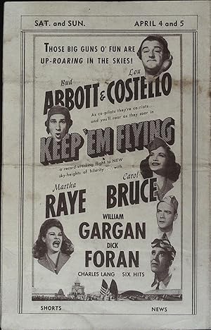 Bild des Verkufers fr Keep 'Em Flying Local Theater Herald 1941 Abbott and Costello! zum Verkauf von AcornBooksNH