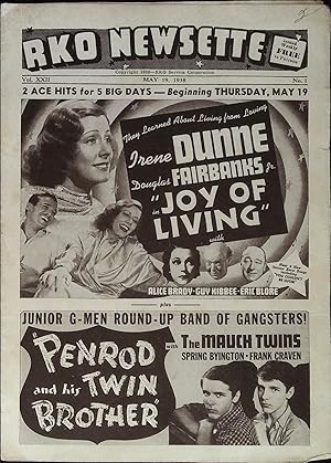 Image du vendeur pour Joy of Living Local Theater Herald 1938 Irene Dunne, Douglas Fairbanks Jr. mis en vente par AcornBooksNH