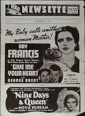 Seller image for Give Me Your Heart Local Theater Herald 1936 Kay Francis, George Brent, Roland Young for sale by AcornBooksNH