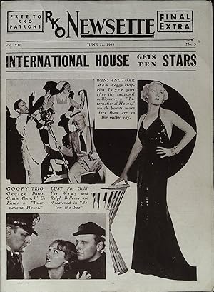 Seller image for International House Local Theater Herald 1933 W.C. Fields, Burns & Allen! for sale by AcornBooksNH