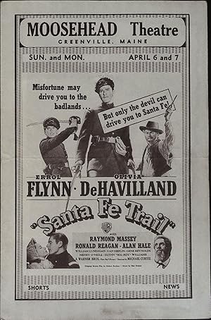 Imagen del vendedor de Santa Fe Trail Local Theater Herald 1940 Errol Flynn, Olivia De Havilland! a la venta por AcornBooksNH