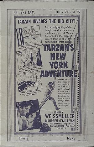 Bild des Verkufers fr Tarzan's New York Adventure Local Theater Herald 1942 Johnny Weissmuller zum Verkauf von AcornBooksNH