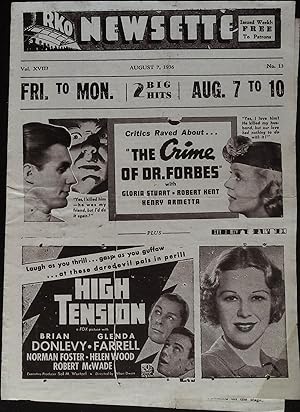 Seller image for The Crime of Dr. Forbes Local Theater Herald 1936 Gloria Stuart, Robert Kent for sale by AcornBooksNH