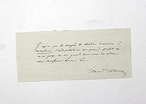 Image du vendeur pour An Original Handwritten Letter Signed by Edmond Francois Valentin About to Levi Leone mis en vente par Lasting Words Ltd