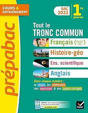 Seller image for Prpabac Tout le tronc commun 1re gnrale Bac 2022: nouveau programme de Premire for sale by Dmons et Merveilles