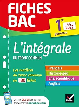 Seller image for Fiches bac L'intgrale du tronc commun 1re gnrale Bac 2022: nouveau programme de Premire for sale by Dmons et Merveilles