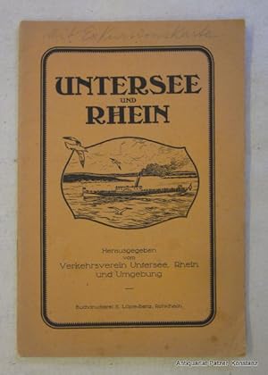 Bild des Verkufers fr Vom Bodensee zum Rheinfall. (Deckeltitel: Untersee und Rhein). Herausgegben vom Verkehrsverein Untersee, Rhein und Umgebung. O.O.u.J. (Rorschach, ca. 1920). Mit 1 Faltkarte u. zahlreichen fotografischen Abbildungen. 32 S. Illustrierter Or.-Umschlag (vorne mit kl. Vignette eines Dampfschiffs, rckseitig Panoramansicht des Rheins vom Untersee bis nach Schaffhausen). zum Verkauf von Jrgen Patzer