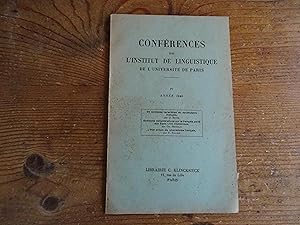 Conférences de L'Institut De Linguistique De L'Université De Paris IV Année 1936