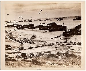 A Second World War Official U.S. Navy photograph showing Allied landings in Normandy, France on D...