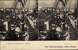 Stereo Ansichtskarte / Postkarte A rentrer les embarcations, Hissez, Französische Seeleute an Deck