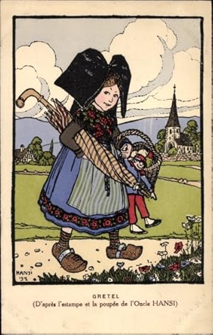 Künstler Ansichtskarte / Postkarte Hansi, Jean Jacques Waltz, Gretel, Mädchen, Elsässer Tracht, f...