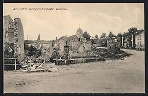 Image du vendeur pour Carte postale Brmnil, le front de l'Ouest, Premire Guerre mondiale, vue de la rue avec zwerstrten des maisons et l'glise mis en vente par Bartko-Reher