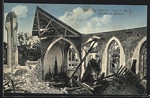 Carte postale Herlies, Weltkrieg 1914-16, église en ruines