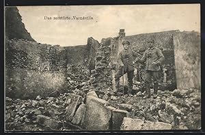 Carte postale Varnéville, Zerstörte vue partielle avec des soldats