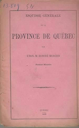 Seller image for Esquisse gnrale de la province de Qubec for sale by PRISCA