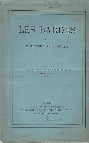 Imagen del vendedor de Les Bardes. Extrait de la Revue Archologique, octobre 1862 a la venta por PRISCA