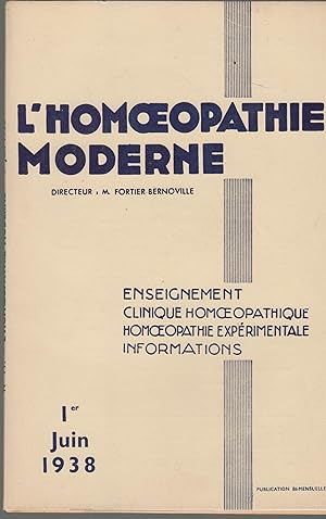 Immagine del venditore per L'Homoeopathie moderne - n11, 1er Juin 1938 venduto da PRISCA