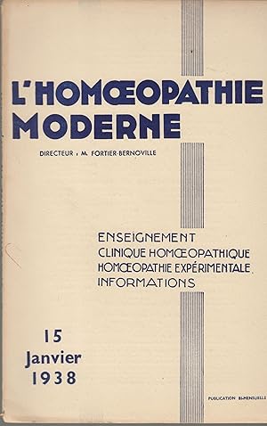 Immagine del venditore per L'Homoeopathie moderne - n2, 15 Janvier 1938 venduto da PRISCA