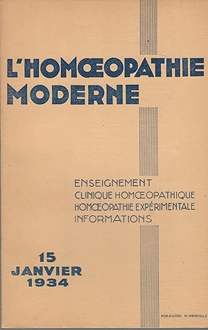 Immagine del venditore per L'Homoeopathie moderne - n2, 15 Janvier 1934 venduto da PRISCA