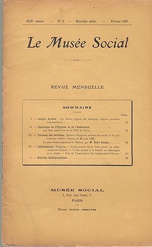 Bild des Verkufers fr Les Divers aspects du chmage comme problme international (in Le Muse Social n2, fvrier 1937) zum Verkauf von PRISCA