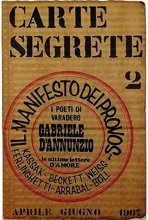 Seller image for Carte Segrete Rivista trimestrale di lettere e arti Anno I Aprile-Giugno 1967 n. 2 for sale by Libreria Tara
