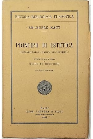 Immagine del venditore per Principii di estetica (Estratti dalla Critica del Giudizio) venduto da Libreria Tara