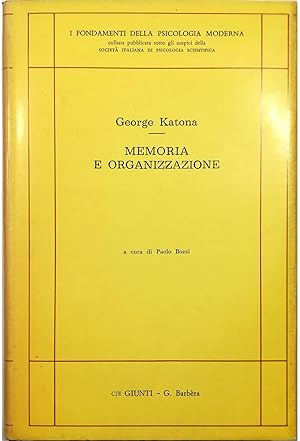 Seller image for Memoria e organizzazione Studi di psicologia dell'apprendimento e dell'insegnamento for sale by Libreria Tara