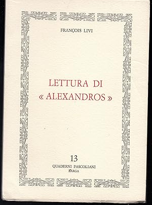 Image du vendeur pour Lettura di "Alexandros" mis en vente par Libreria Tara