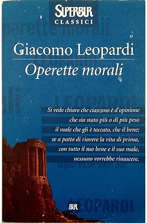 Bild des Verkufers fr Operette morali Con un breve dizionario ideologico zum Verkauf von Libreria Tara
