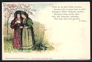 Ansichtskarte Winterstein, Frauen in thüringischer Tracht lesen einen Brief