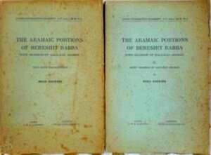 Seller image for The Aramaic Portions of Bereshit Rabba with grammar of Galileian Aramaic 2 Vol. Vol I: Text with Transcriptions; Vol II: Short Grammar of Galileian Aramaic Special Collection for sale by Collectors' Bookstore