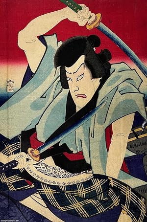 Toyohara Kunichika (Attributed to) : Sword Fighting. An original colour woodblock print.
