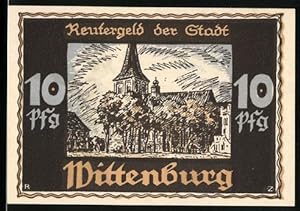 Immagine del venditore per Notgeld Wittenburg 1922, 10 Pfennig, Kirche, Schtze auf dem Weg zum Schtzenfest venduto da Bartko-Reher