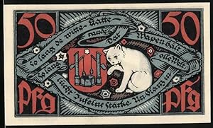 Bild des Verkufers fr Notgeld Bad Salzuflen 1921, 50 Pfennig, Portrait Eduard Hoffmanns, weisse Katze zum Verkauf von Bartko-Reher