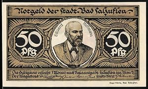 Bild des Verkufers fr Notgeld Bad Salzuflen 1921, 50 Pfennig, Portrait Eduard Hoffmanns, weisse Katze zum Verkauf von Bartko-Reher