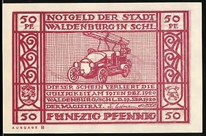 Seller image for Notgeld Waldenburg i. Schles. 1919, 50 Pfennig, Gedenken an die Feier des 50 jhr. Bestehens der Freiw. Feuerwehr for sale by Bartko-Reher