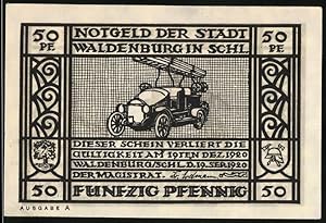 Seller image for Notgeld Waldenburg i. Schles. 1920, 50 Pfennig, Gedenken an die Feier des 50 jhr. Bestehens der Freiw. Feuerwehr for sale by Bartko-Reher