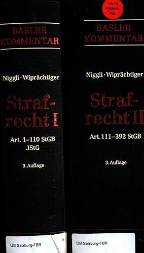 Imagen del vendedor de Strafrecht I, II 2 Teile: Art. 1-110 StGB Jugendstrafgesetz - Art. 111-392 StGB a la venta por avelibro OHG