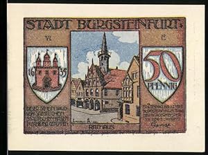 Seller image for Notgeld Burgsteinfurt 1921, 50 Pfennig, Rckkehr der Knigsdeputation von Paderborn, Rathaus und Wappen for sale by Bartko-Reher
