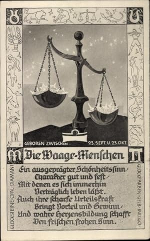 Bild des Verkufers fr Ansichtskarte / Postkarte Sternzeichen Waage, Libra, 24. September bis 23. Oktober zum Verkauf von akpool GmbH