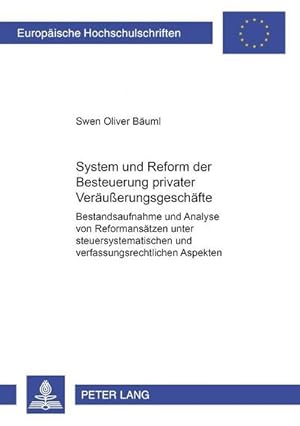 Immagine del venditore per System und Reform der Besteuerung privater Veruerungsgeschfte venduto da BuchWeltWeit Ludwig Meier e.K.